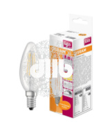 Лампа светодиодная LED 5Вт E14 CLB60D тепло-бел, Filament диммируемая,прозр.свеча OSRAM
