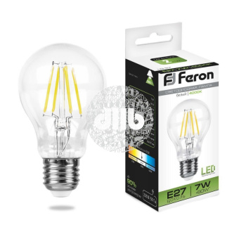 Лампа светодиодная LED 7вт Е27 белый FILAMENT