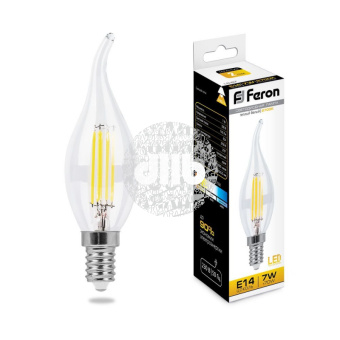 Лампа светодиодная LED 7вт Е14 теплый свеча на ветру FILAMENT