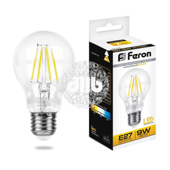 Лампа светодиодная LED 9вт Е27 теплый FILAMENT