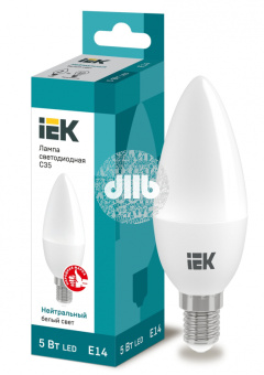 Лампа светодиодная LED 5вт E14 белый матовая свеча ECO