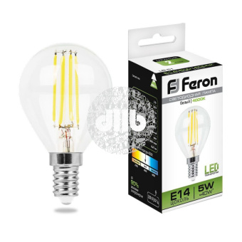 Лампа светодиодная LED 5вт Е14 белый шар FILAMENT
