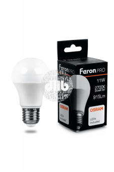 Лампа светодиодная LED 11вт Е27 теплый Feron.PRO OSRAM