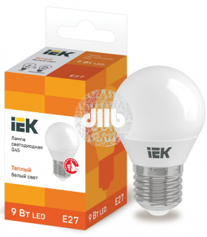 Лампа светодиодная LED 9вт Е27 тепло-белый матовый шар ECO