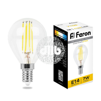 Лампа светодиодная LED 7вт Е14 теплый шар FILAMENT