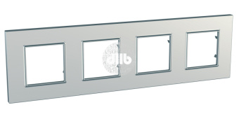 UNICA QUADRO Рамка 4 поста серебро