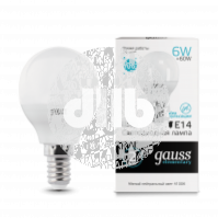 Лампа светодиодная LED 6вт 230в Е14 белый мат.шар Gauss