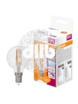 Лампа светодиодная LED 5Вт E14 CLB60D белый, Filament диммируемая,прозр.шар OSRAM