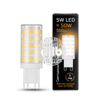 Лампа светодиодная LED 5вт 185-265в G9 теплый, капсульная Gauss