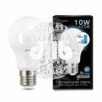 Лампа светодиодная LED 10вт 230в, A60, Е27, step dim, белый Gauss