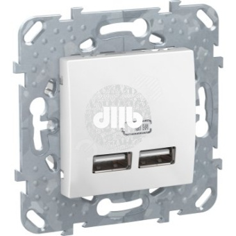 UNICA Розетка двойная USB 1А, белый