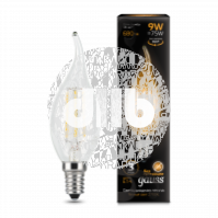Лампа светодиодная LED 9Вт E14 Filament, свеча на ветру, теплый Gauss