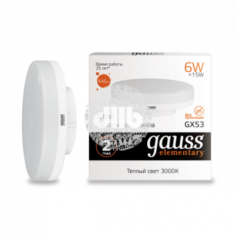 Лампа светодиодная LED 6вт GX53 теплый таблетка Elementary