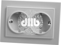PST16-9014-01 Розетка 2-местная с/з, 220В, 16А с защитной шторкой, серия Эрна, белая