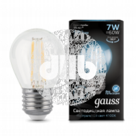 Лампа светодиодная LED 7Вт 230в, E27 Filament белый шар Gauss