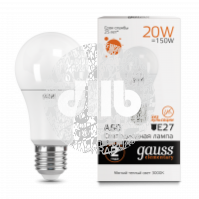 Лампа светодиодная LED 20вт 230в А60 Е27 теплый Elementary Gauss