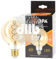 Лампа светодиодная филаментная F-LED G95-7W-824-E27 spiral gold (филамент, шар спир зол, 7Вт, тепл, 