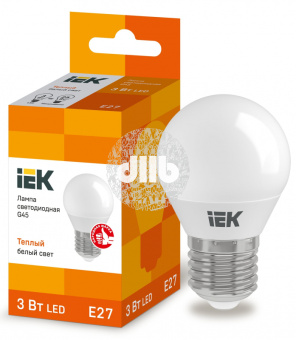 Лампа светодиодная LED 3вт E27 тепло-белый матовый шар ECO