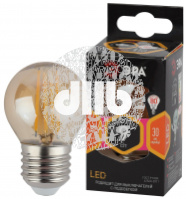 Лампа светодиодная F-LED P45-9W-827-E27 gold  (филамент, шар золот, 9Вт, тепл, E27) (10/100/3600) ЭР