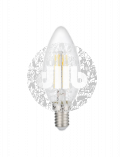 Лампа сетодиодная декоративная LED 6w E14 3000K свеча прозрачная филамент 230/50 Jazzway