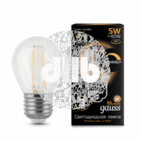 Лампа светодиодная LED 5Вт 230в, E27 Filament теплый, dim шар Gauss