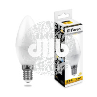Лампа светодиодная LED 7вт E14 теплый матовая свеча