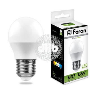 Лампа светодиодная LED 5вт Е27 белый шар