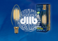 Лампа светодиодная декоративная LED 5вт 220-250В свеча 420Лм Е14 2250К золотая колба Uniel Vintage