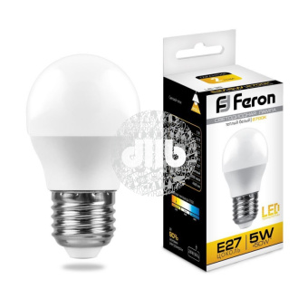 Лампа светодиодная LED 5вт Е27 теплый шар
