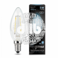 Лампа светодиодная LED 5Вт 230в,E14 Filament белый,свеча Gauss