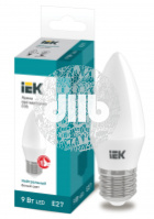Лампа светодиодная LED 9вт Е27 белый матовая свеча ECO