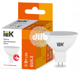 Лампа светодиодная LED 3вт 230в GU5.3 тепло-белый ECO