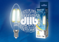 Лампа светодиодная LED 5вт 200-250В свеча диммируемая 450Лм Е14 3000К Uniel Air филамент