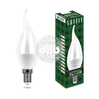 Лампа светодиодная LED 7вт Е14 белый матовая свеча на ветру