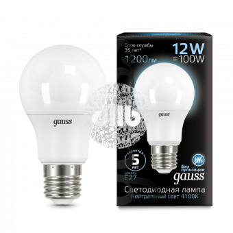 Лампа светодиодная LED 12вт 230в А60 Е27 белый