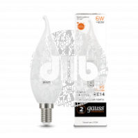 Лампа светодиодная LED 6вт 230в, Е14, теплый, свеча на ветру Gauss Elementary