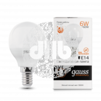 Лампа светодиодная LED 6вт 230в Е14 теплый мат.шар Gauss