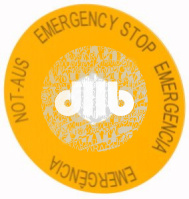 Знак, аварийная остановка , желтый, D = 90 мм, 4-х языках , DE , EN , ES, PT M22-XAK2