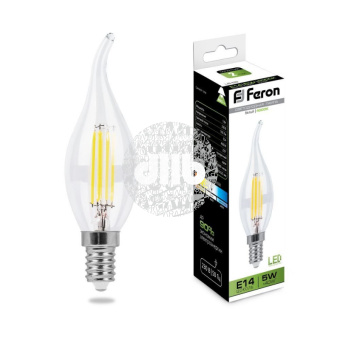 Лампа светодиодная LED 5вт Е14 белый свеча на ветру FILAMENT
