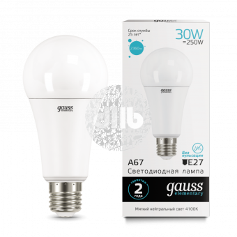 Лампа светодиодная LED-30Вт E27 4100K Elementary A67 Gauss