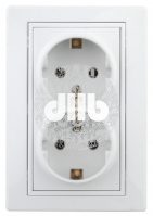 Розетка 2X2P+E Schuko со шторками, 16А-250В, СУ, Plano, белый, 1-208-01