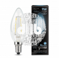 Лампа светодиодная LED 9Вт E14 Filament свеча, белый Gauss