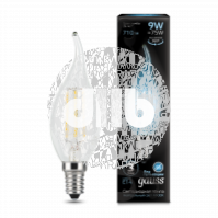 Лампа светодиодная LED 9Вт E14 Filament,свеча на ветру,белый Gauss