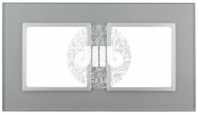 Рамка на 2 поста, стекло, Эра Elegance, алюминий+алюм, 14-5102-03
