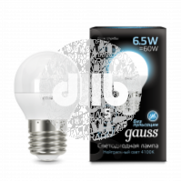 Лампа светодиодная LED 6.5вт 230в Е27 белый мат.шар Gauss