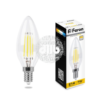 Лампа светодиодная LED 7вт Е14 теплый свеча FILAMENT диммируемая