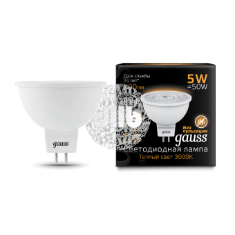 Лампа светодиодная LED 5вт 12в GU5.3 теплый Gauss