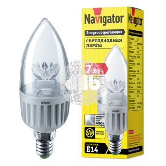Лампа светодиодная LED 7вт Е14 белый прозрачная свеча