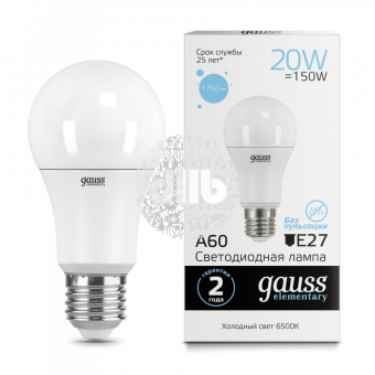 Лампа светодиодная LED 20вт 230в Е27 дневной Elementary Gauss