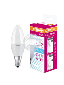 Лампа светодиодная LED 8Вт E14 CLB75 белый, матов.свеча OSRAM